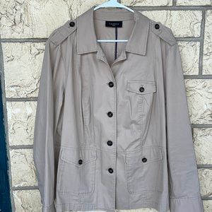 Talbots Jacket Coat Oversized Fit Tan work career Casual Size Large